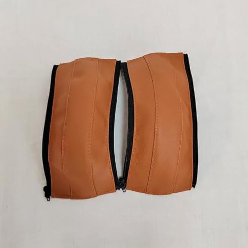 Soft Smooth Leather Bumper Handlebar Sleeve Protect Case for Baby Stroller Dustproof Protect Cover with Zipper Close One Pair - Image 2